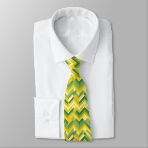 Green and yellow chevron pattern  tie