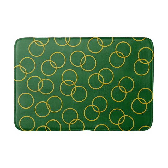 Green and Yellow Circles Bath Mat (Front)