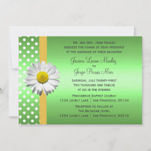 Green and Yellow Daisy Wedding Invitation