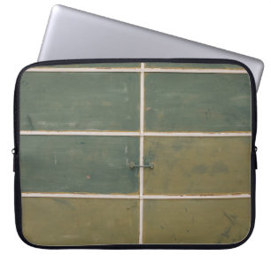 Green and yellow drawer laptop sleeve