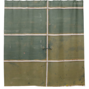 Green and yellow drawer shower curtain