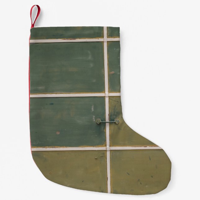 Green and yellow drawer small christmas stocking (Front)