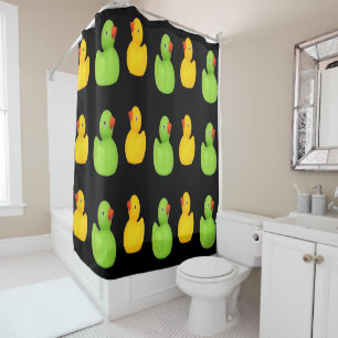 Green and yellow ducks shower curtain