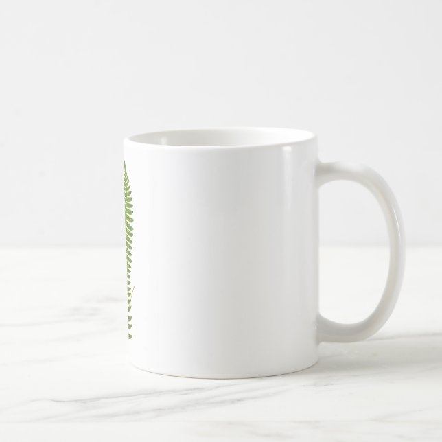 Green and Yellow Fern Leaf Botanical Illustration Coffee Mug (Right)