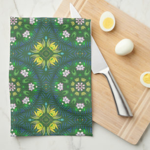 Green And Yellow Floral Tea Towel