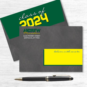 Green and Yellow Graduation Chalkboard Envelopes