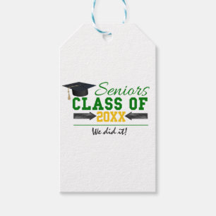 Green and Yellow Graduation Gear Gift Tags