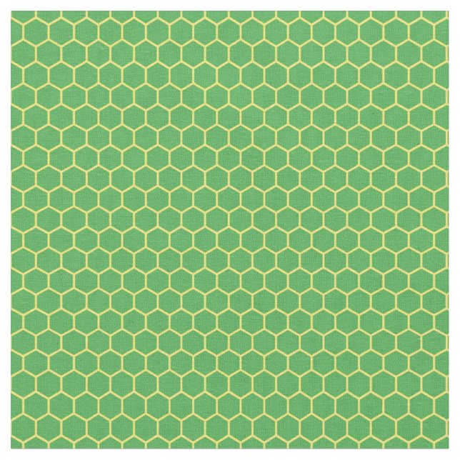 Green and yellow honeycomb style fabric (Close Up)