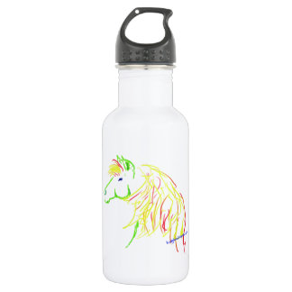 Green and yellow horse gesture artwork 532 ml water bottle