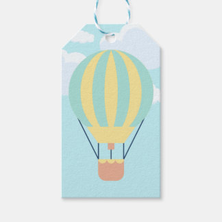 Green and Yellow Hot air balloon in the Sky  Gift Tags