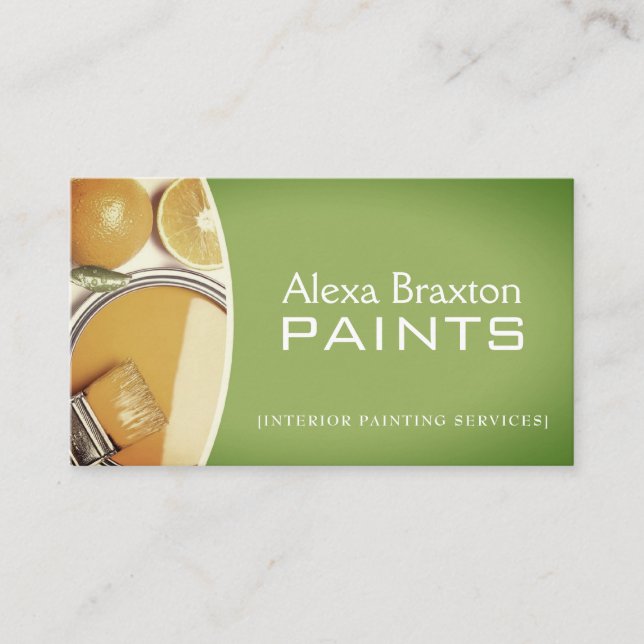 Green and Yellow Interior Painter  Business Cards (Front)