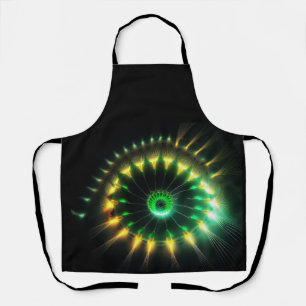 Green And Yellow Jet Pinwheel Fractal Apron