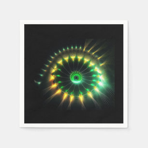 Green And Yellow Jet Pinwheel Fractal Napkin