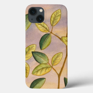 Green and Yellow Leaves on Sunset Background iPhone 13 Case