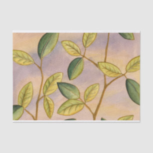 Green and Yellow Leaves on Sunset Background Tissue Paper
