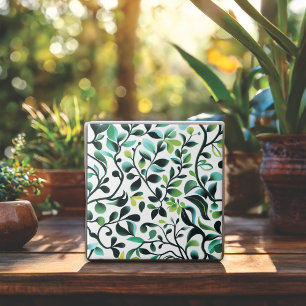 Green and Yellow Leaves Pattern Ceramic Tile