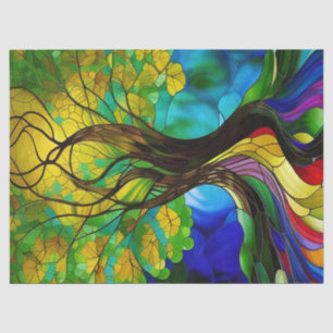Green and yellow Leaves Tree of Life Tissue Paper
