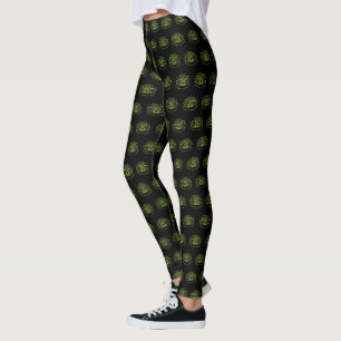 Green and Yellow  Lotus Flower Leggings