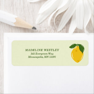 Green and Yellow Mediterranean Citrus Lemon Label Return Address Label