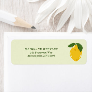 Green and Yellow Mediterranean Citrus Lemon Label Return Address Label