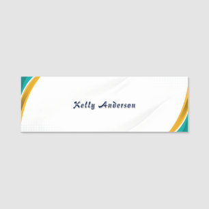 Green and Yellow Modern Pattern with Custom Sign Name Tag