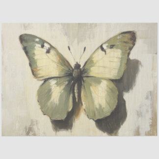 Green and Yellow Moth Decoupage Paper