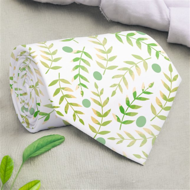 Green and Yellow Nature Fern Leaf Stalks Pattern Tie (Creator Uploaded)