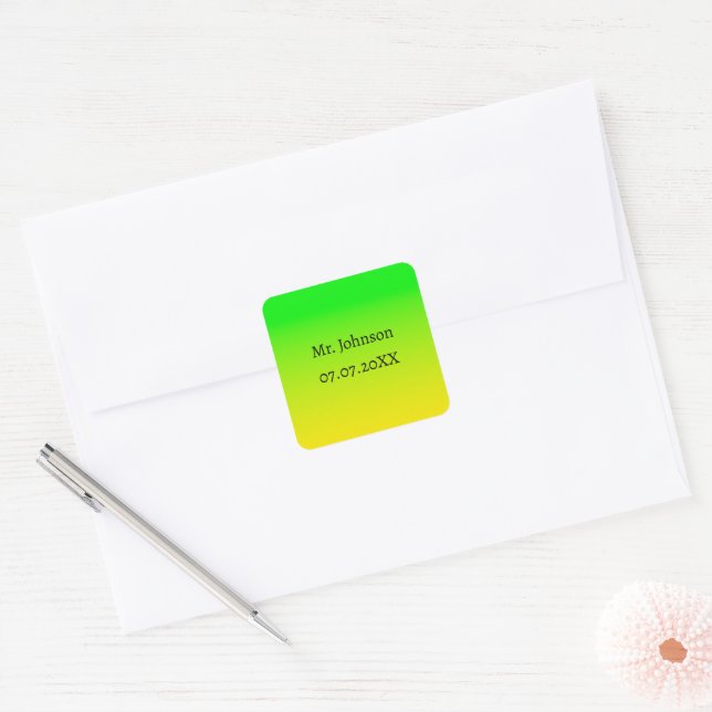 Green and yellow neon gradient square sticker (Envelope)