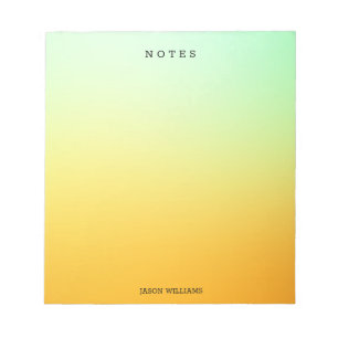 Green and Yellow Ombre Personalised Notepad