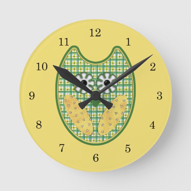 Green and Yellow Owl Clock (Front)