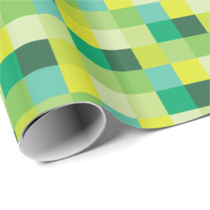 Green and Yellow Pixelated Pattern   Pixel Art Wrapping Paper