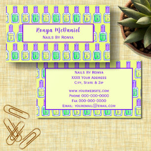 Green and Yellow Polish Nail Salon Business Card