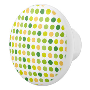 Green and Yellow Polka Dot Ceramic Knob