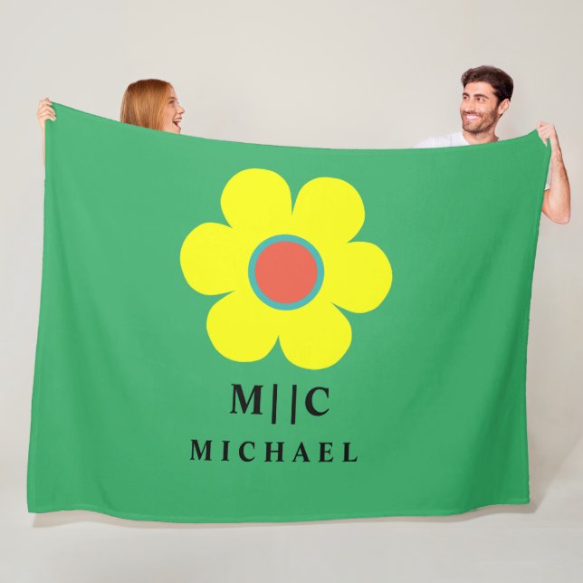 green and yellow simple modern  fleece blanket (In Situ)