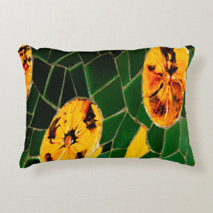 Green and Yellow Spanish Mosaic  Decorative Cushion