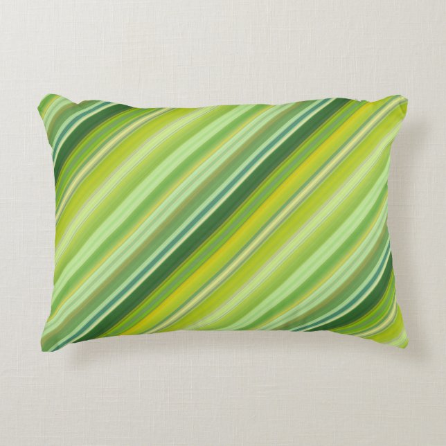 Green and Yellow stripes Decorative Cushion (Front)