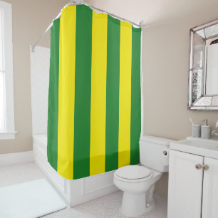 Green and Yellow Stripes Shower Curtain