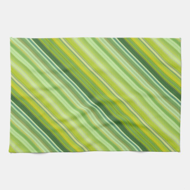 Green and Yellow stripes Tea Towel (Horizontal)