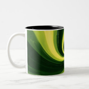 Green and Yellow Swirls Two-Tone Coffee Mug