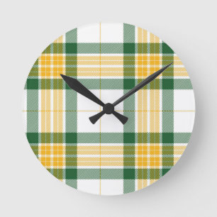 Green and yellow tartan Acrylic Wall Clock