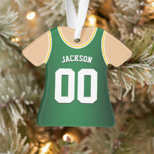 Green and Yellow Team Colors Basketball Tank Ornament