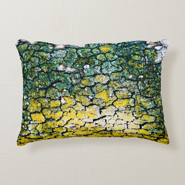 Green and Yellow Tree Bark Decorative Cushion (Front)