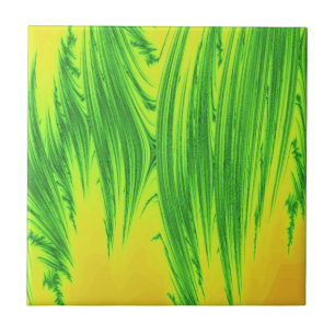 GREEN AND YELLOW WATER PLANTS CERAMIC TILE