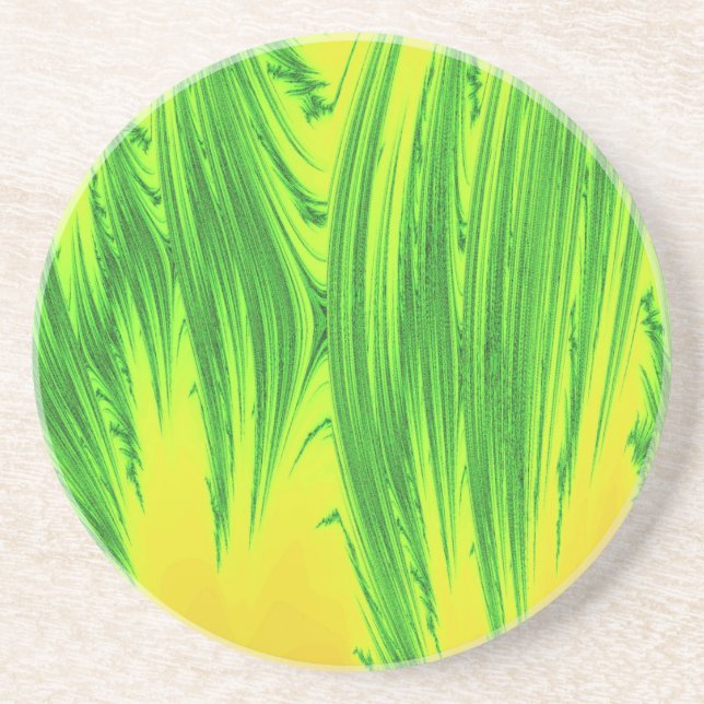 GREEN AND YELLOW WATER PLANTS COASTER (Front)