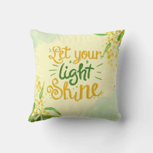 Green and Yellow Watercolor Floral Inspirational  Cushion