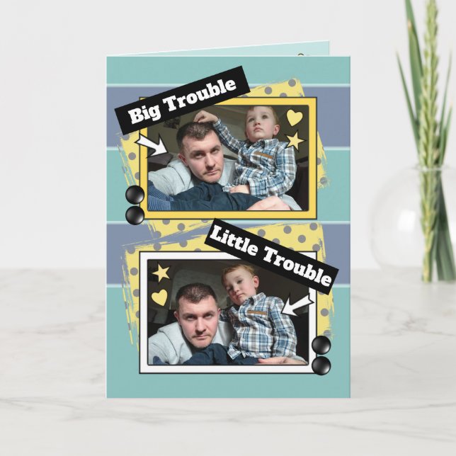 Green and yellow with photos card (Front)