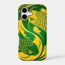 Green and Yellow Yin Yang Koi Fish