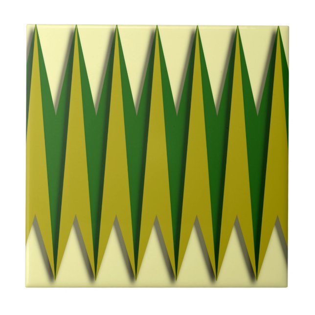 Green and Yellow Zigzag Tile (Front)