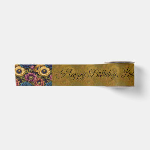 Green Anemones Fifty Birthday Present Satin Ribbon