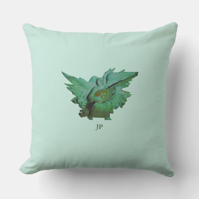 Green Angel Monogram Decorative Floor Cushion (Front)